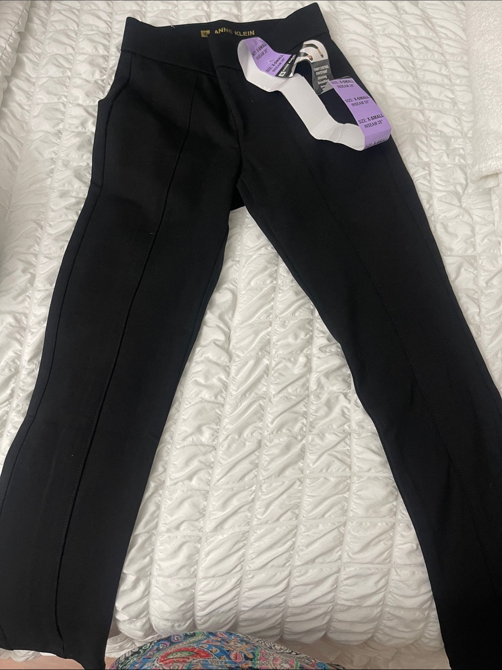 Anne Klein Black Ponte Knit Slim Straight Pants